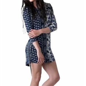 Sea Gypsies Peacock Print Fringed Roxana Dress Size M